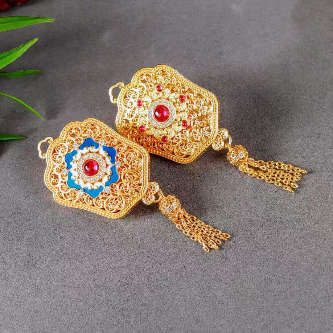 ruyi baoxiang flower prosperity pendant front view