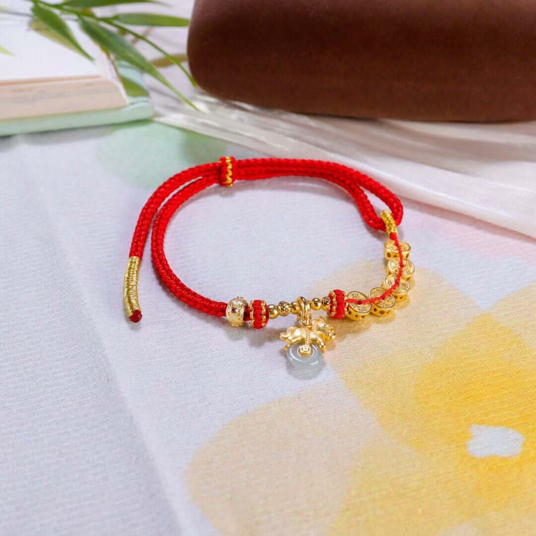 wealth blossom horse peace buckle braided bracelet front view