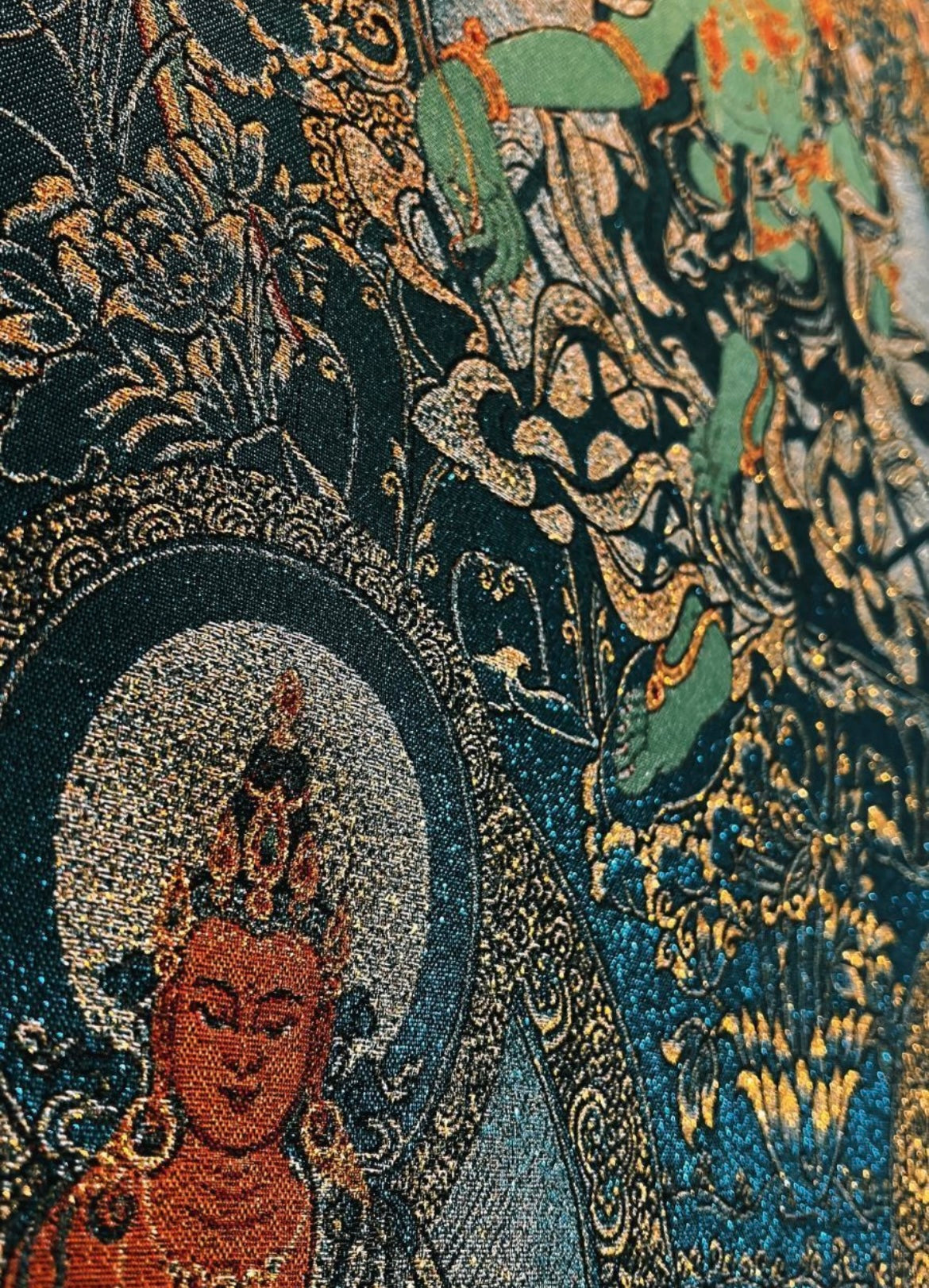 Green Tara Embroidered Thangka - Tibetan Buddhist Wall Art for Blessings & Abundance
