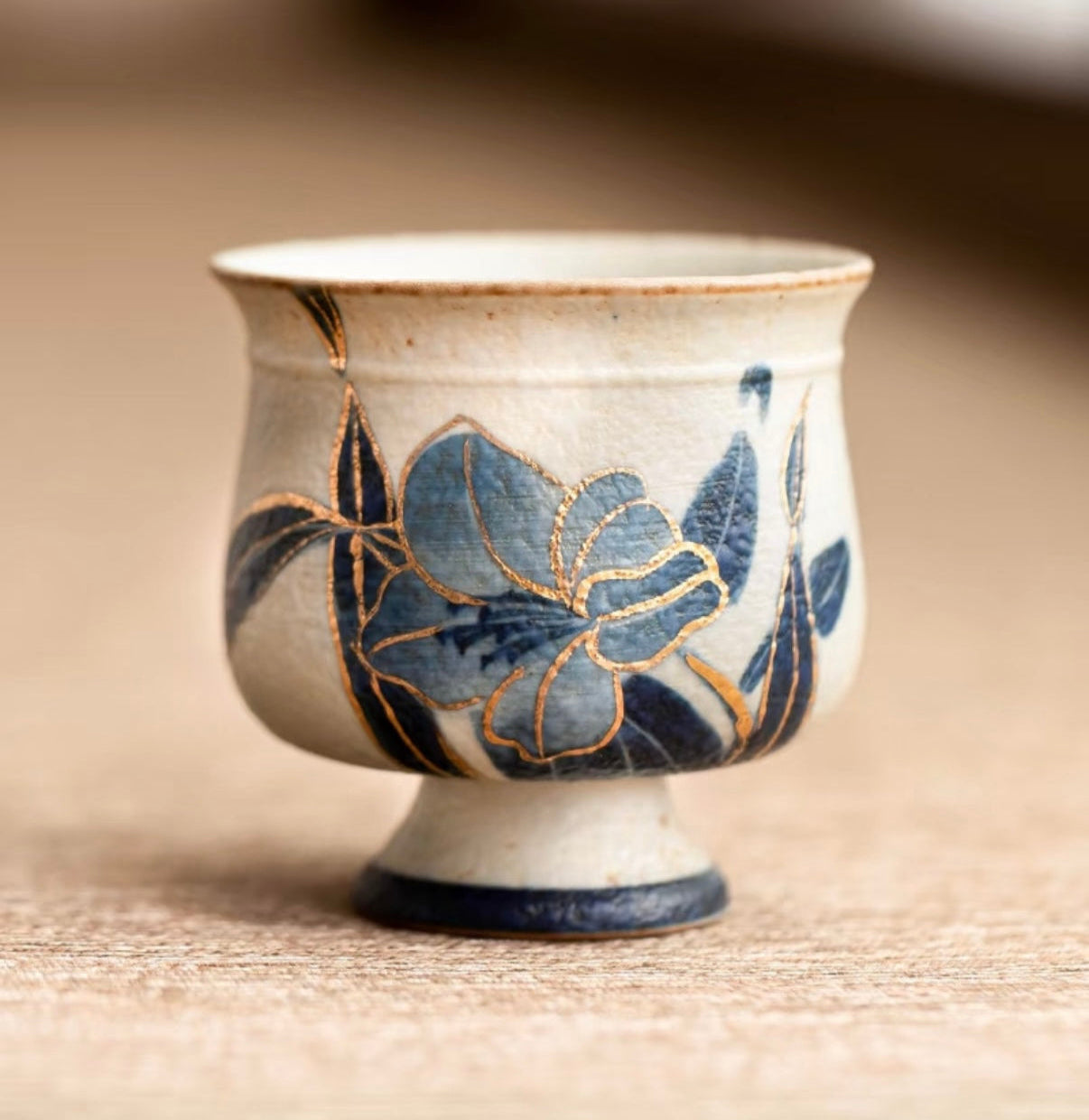 The Azure Lily - A gilded Blue-and-White chalice of celestial craftsmanship