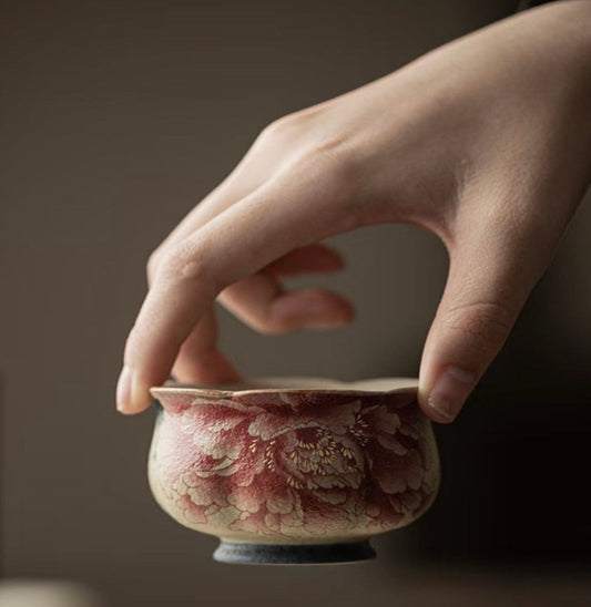 Celestial Alchemy - A flamestone-blushed Peony Chalice where kiln gods dance