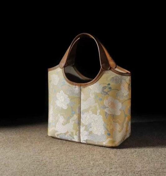 Auspicious Blossoms Bucket Bag