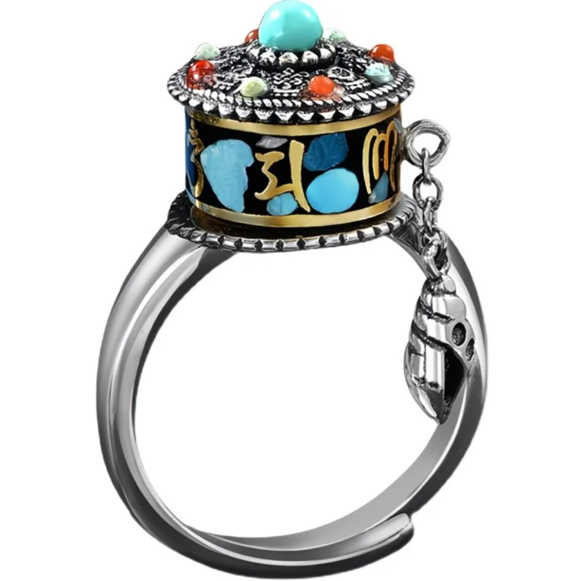 Rotating Six Mantra Ring