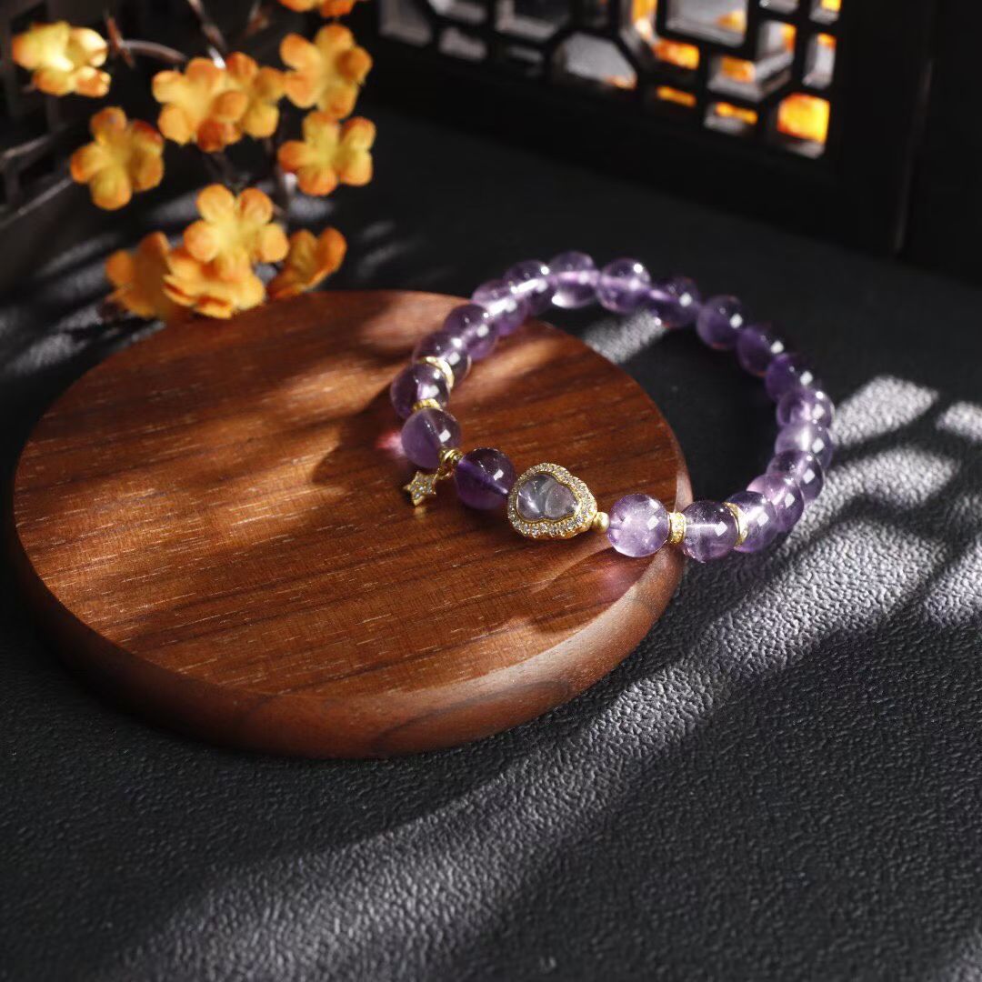 Amethyst Blessings: Gourd Charm Bracelet