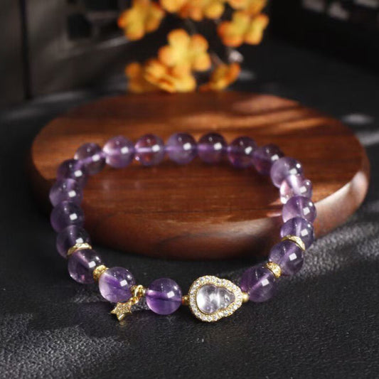 Amethyst Blessings: Gourd Charm Bracelet