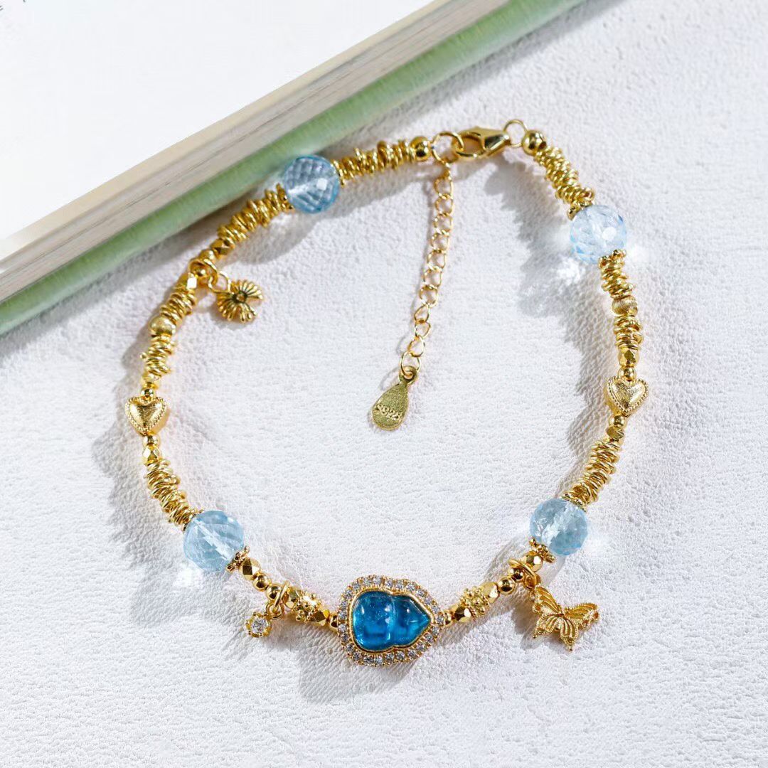 Topaz, Aquamarine, and Diamond Gourd Bracelet