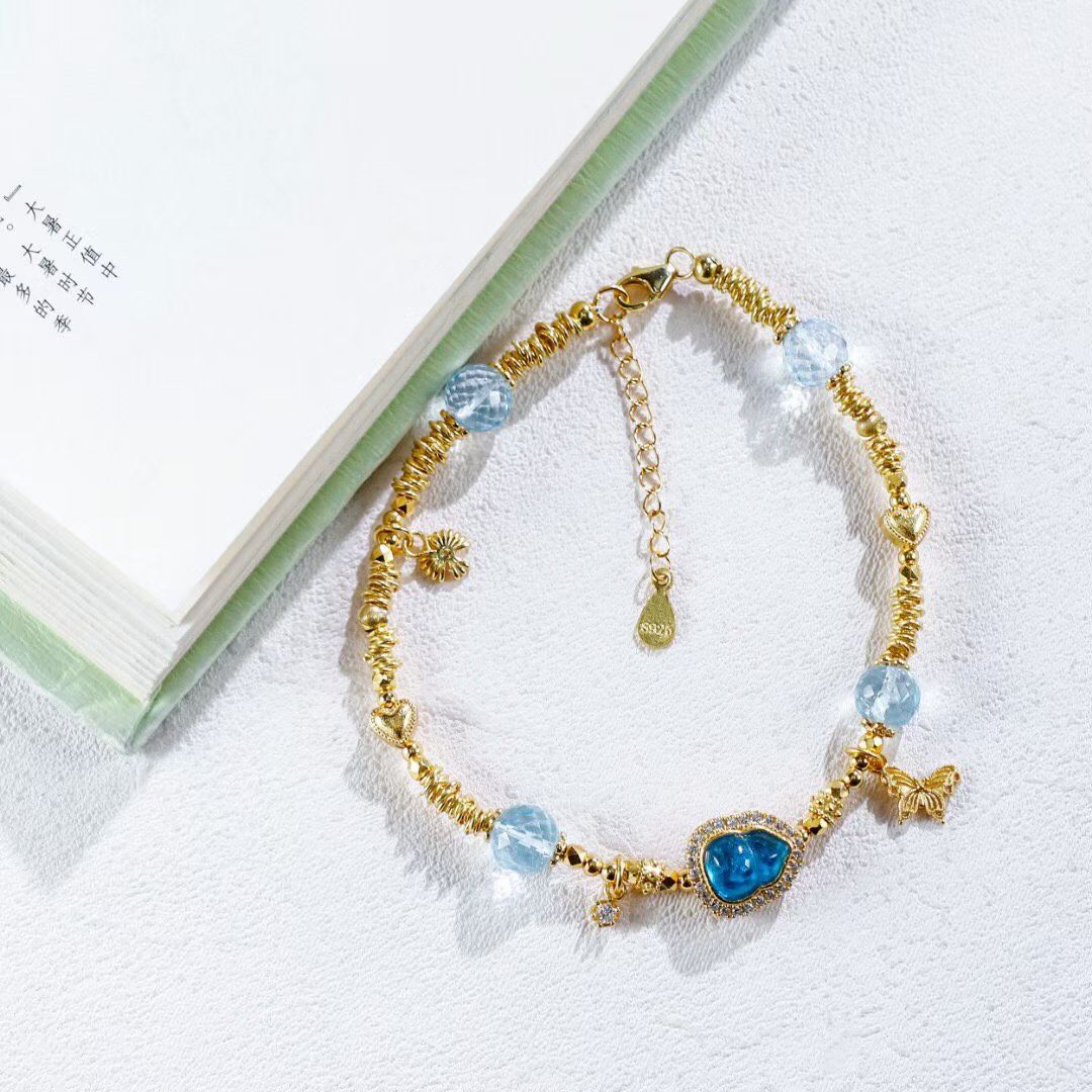 Topaz, Aquamarine, and Diamond Gourd Bracelet