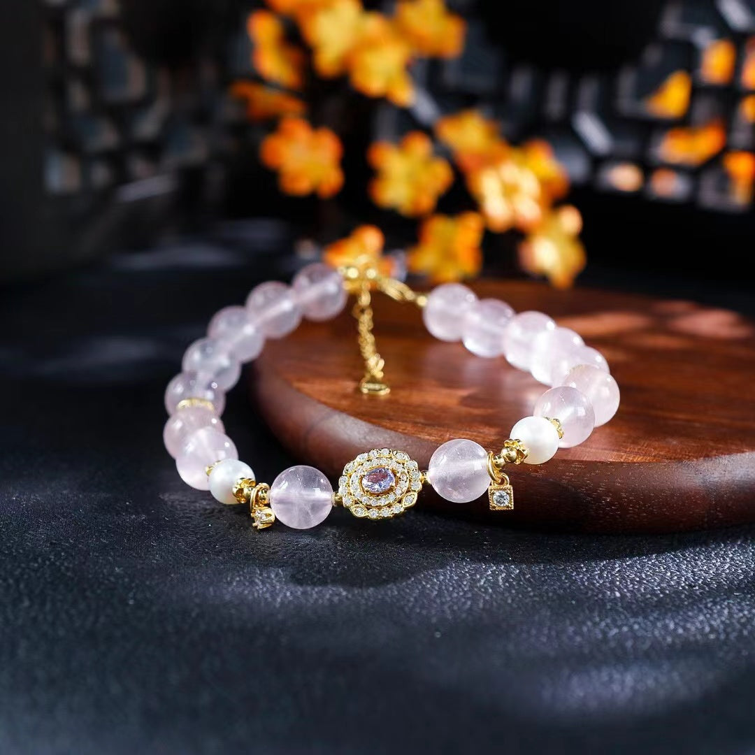 Divine grace of Pink Quartz Tanzanite Bracelet