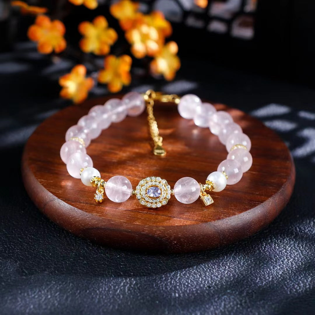 Divine grace of Pink Quartz Tanzanite Bracelet