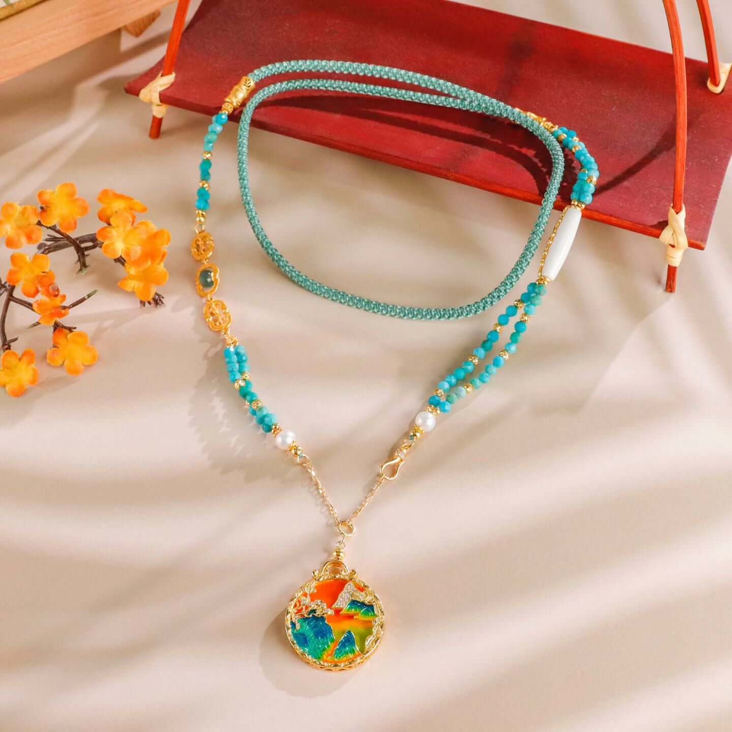 imperial ming mountain prosperity necklace pendant detail