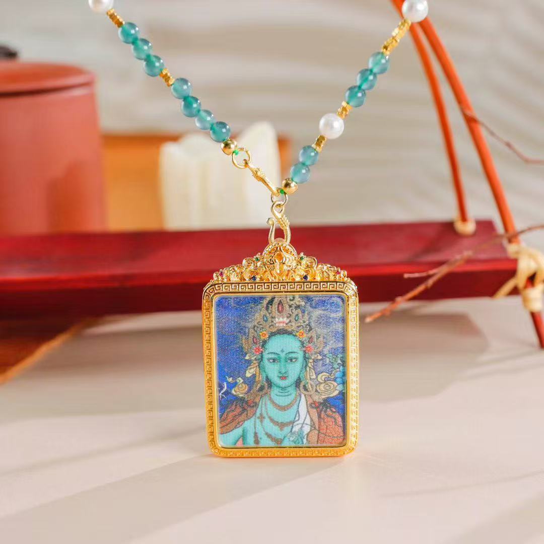 Jadeite Pearl Tara Auspicious Pendant BodhiBloom