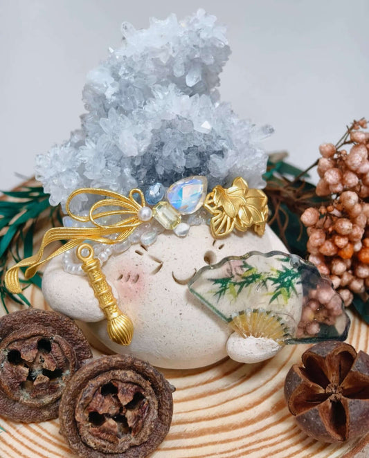 White crystal cluster bean - Negative Energy Ninja BodhiBloom