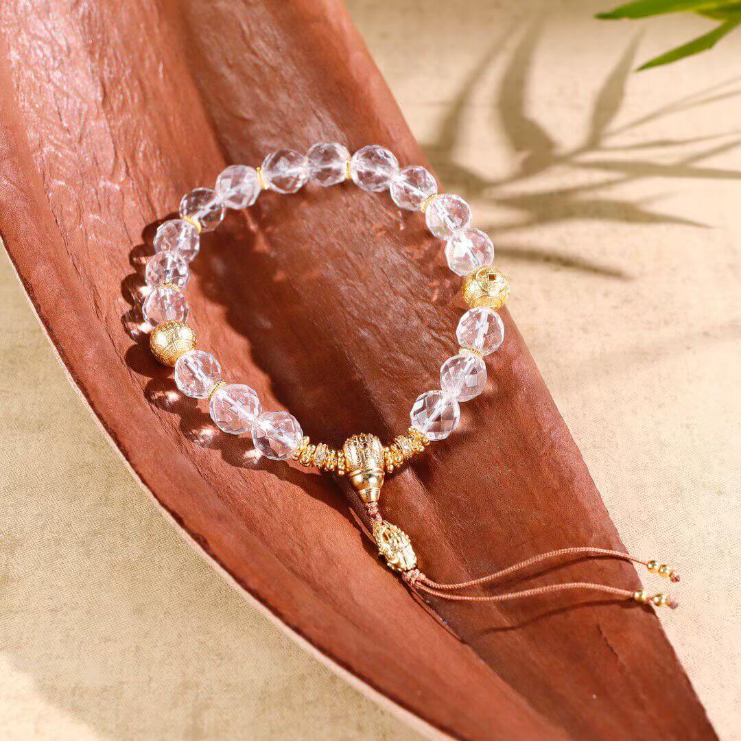 White Crystal Bead Bracelet close-up 3