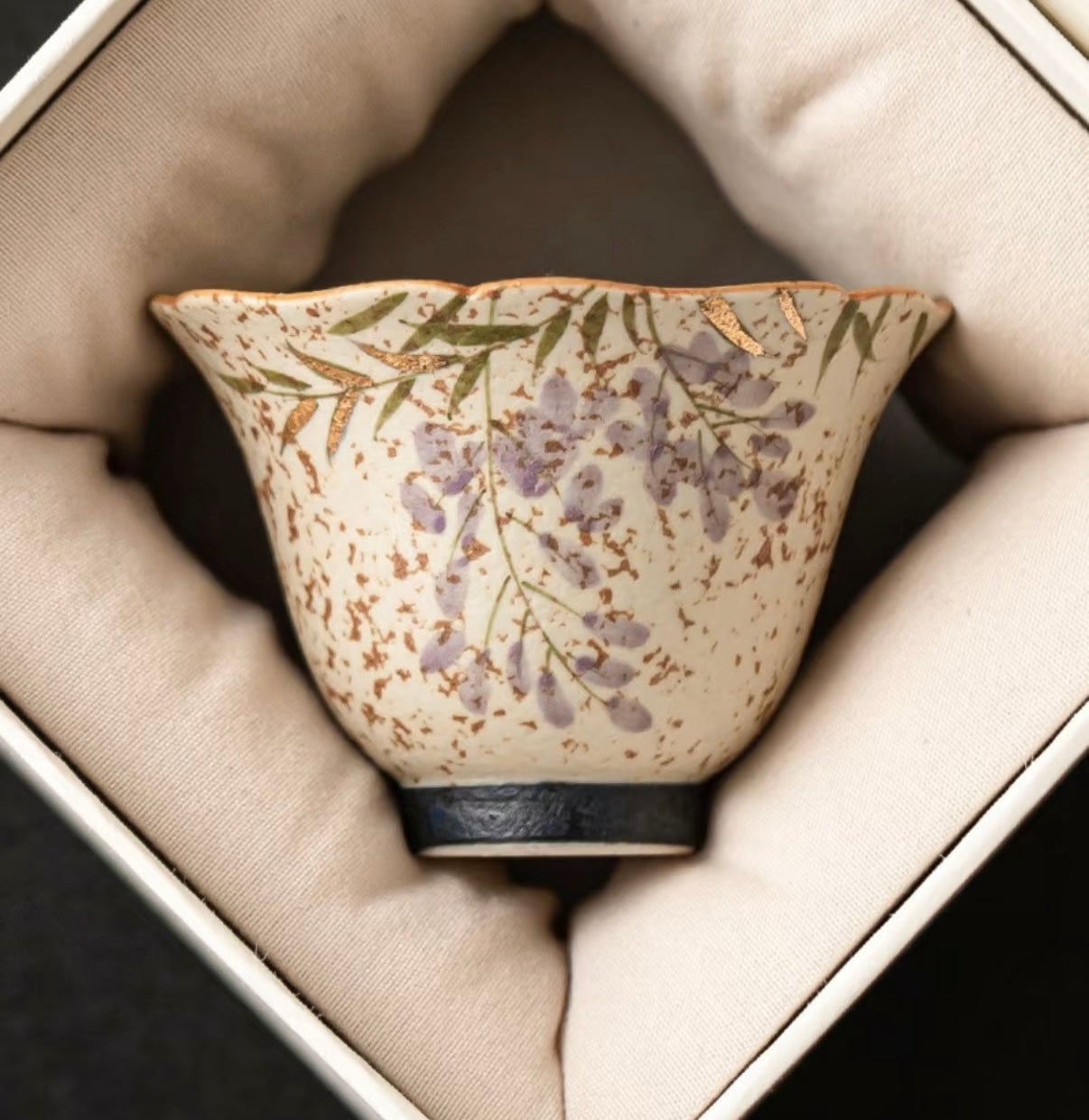 Wisteria Ascendant - A gilded Porcelain Bell Chalice Where Spring Eternally Blossoms BodhiBloom