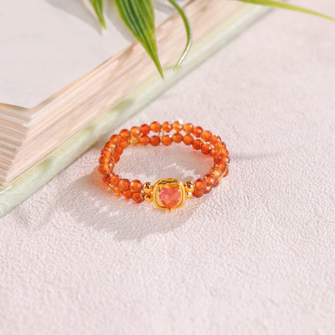 Tiny Charm: 4mm Garnet Tourmaline Heart-Square Ring BodhiBloom