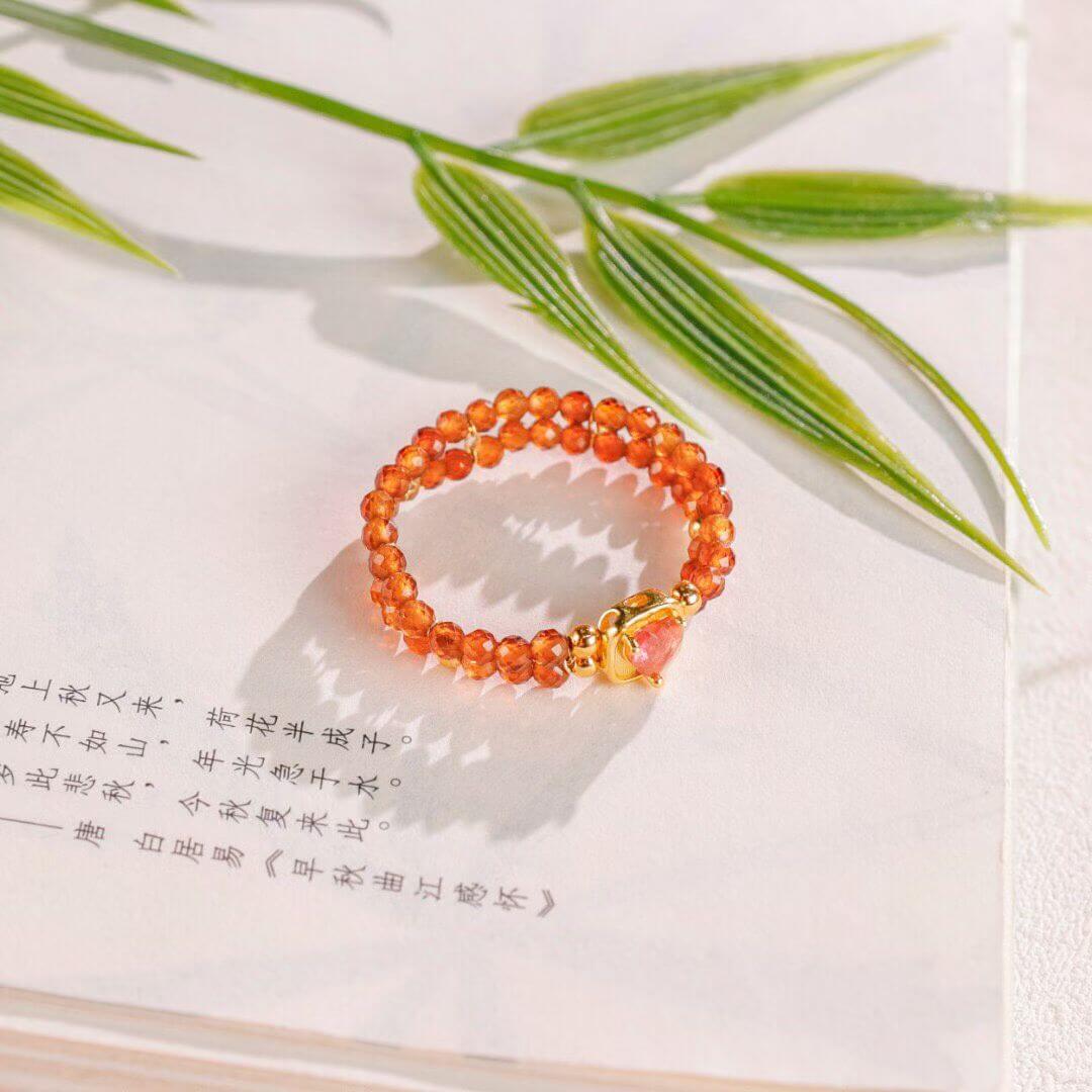 Tiny Charm: 4mm Garnet Tourmaline Heart-Square Ring BodhiBloom